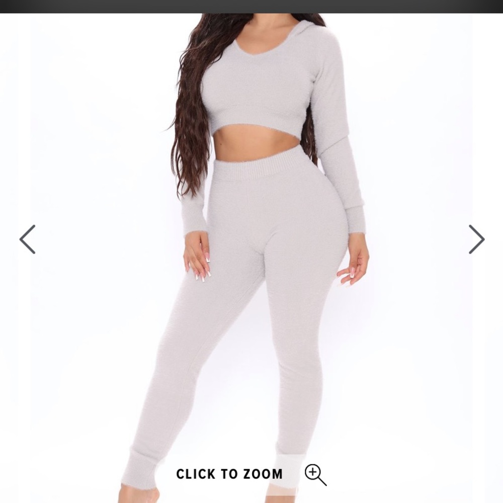 Fuzzy grey legging set